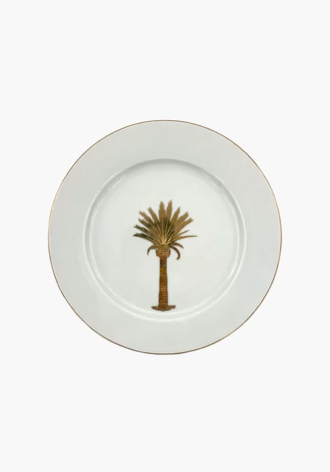 Atalus Assiette En Porcelaine Palmier Doré Flash Sale