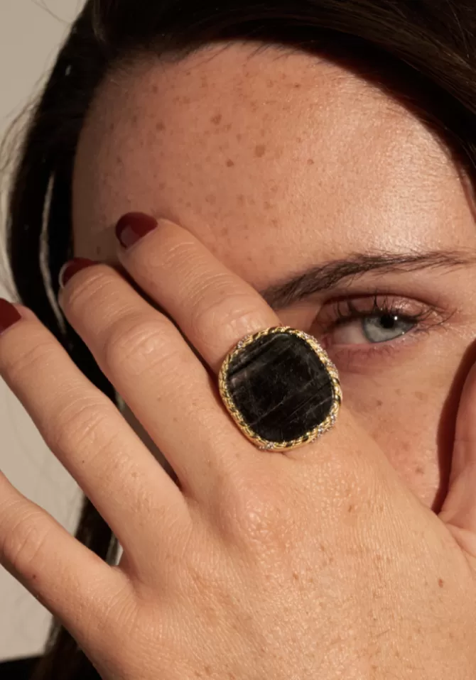 Be Maad Bague Dona Onyx Noir Discount