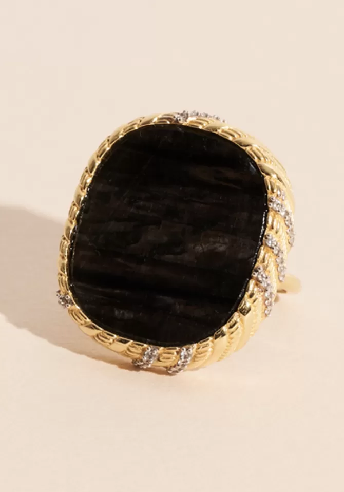 Be Maad Bague Dona Onyx Noir Discount