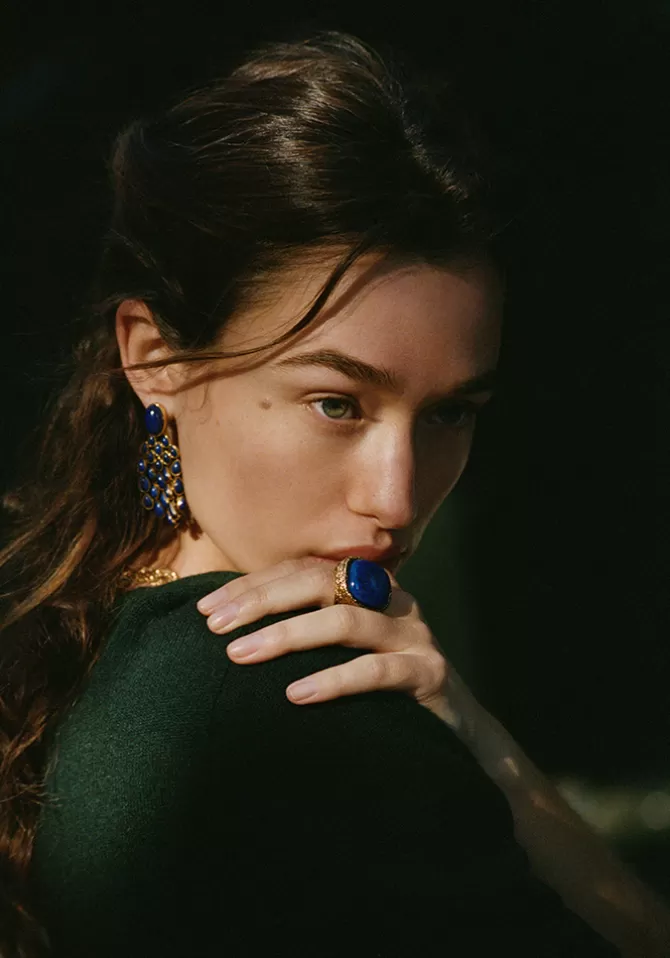 Aurélie Bidermann Bague Miki Lapis Lazuli Online