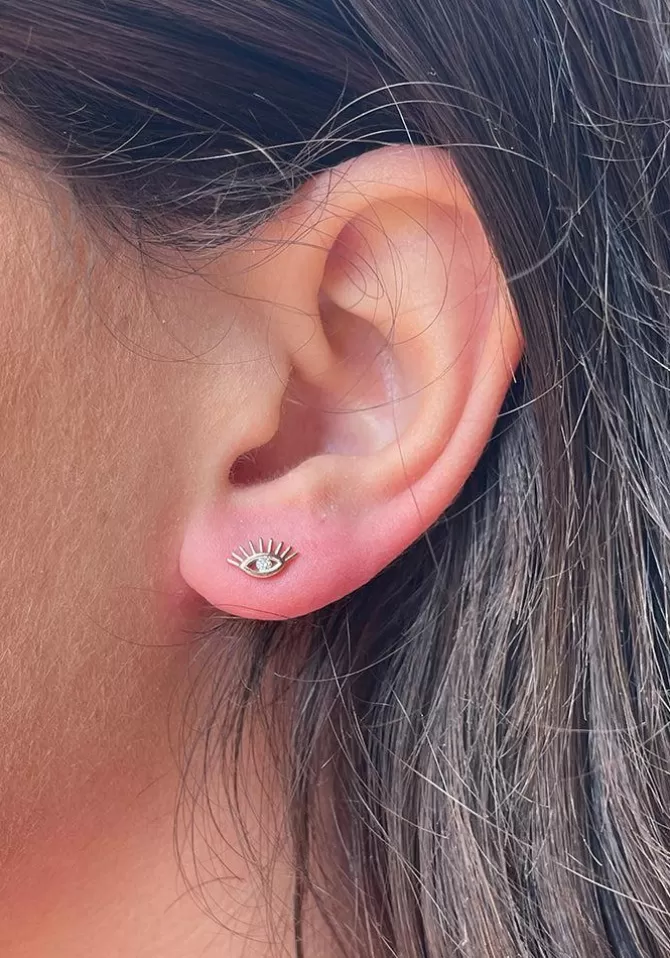 Kismet By Milka Boucle D'Oreille Evil Eye Or Rose Et Diamant Blanc Store