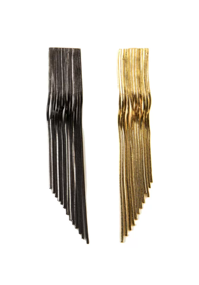 Iosselliani Boucles D'Oreilles Multi Franges Bicolores New