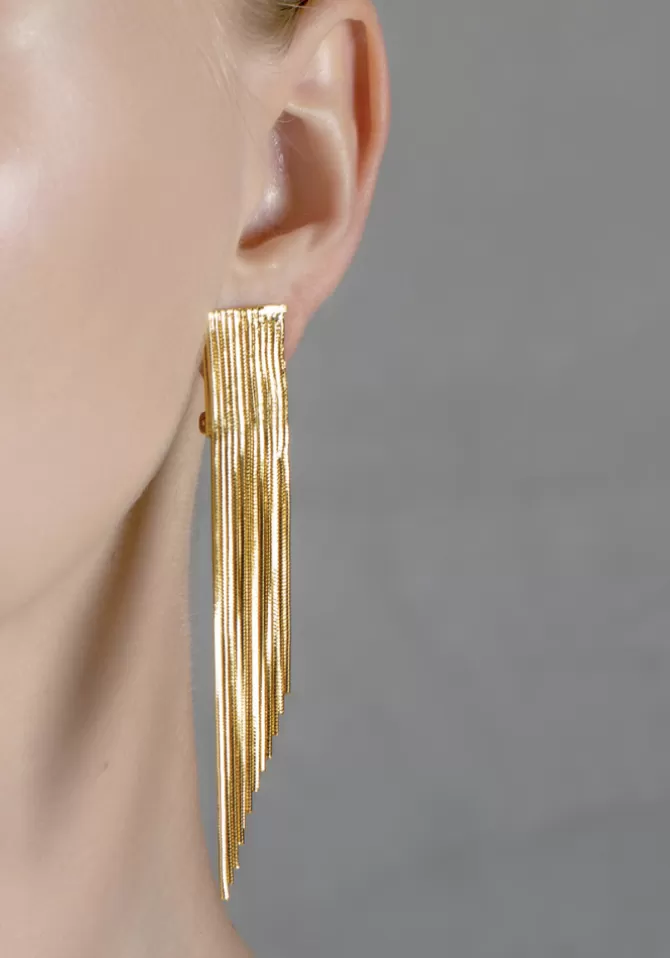 Iosselliani Boucles D'Oreilles Multi Franges Bicolores New