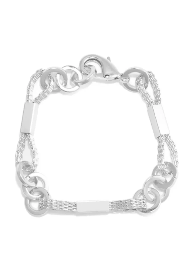 La Môme Bijou Bracelet Arc-En-Chaîne XXL Palladium Et Cordon Gris Cheap