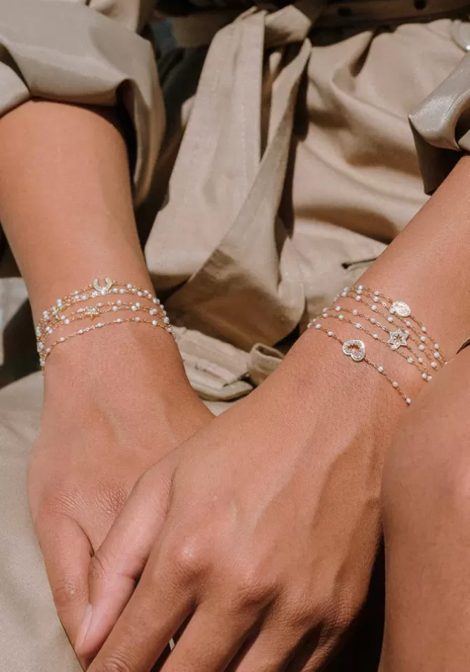 Gigi Clozeau Bracelet Classique Gigi Or Rose Et Résines Opale 17cm New