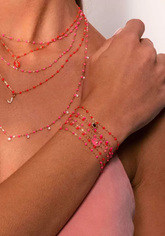 Gigi Clozeau Bracelet Classique Gigi Or Rose Et Résines Rose Fluo 15cm Clearance