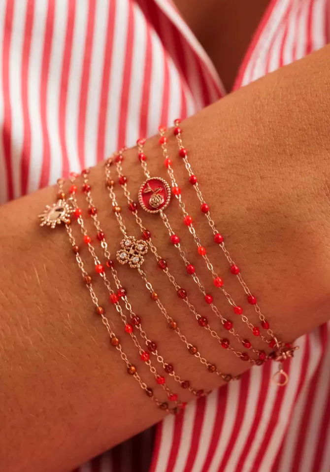 Gigi Clozeau Bracelet Classique Gigi Or Rose Et Résines Rubis 17cm Hot
