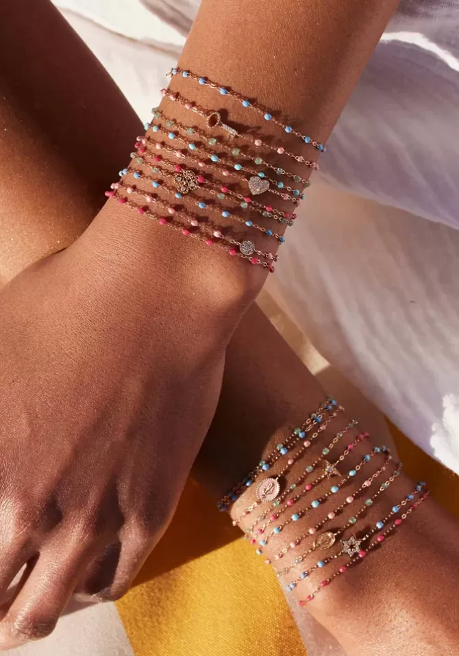 Gigi Clozeau Bracelet Classique Gigi Or Rose Et Résines Turquoise 17cm Outlet