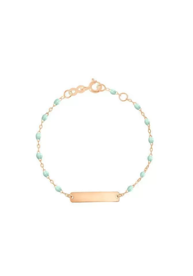 Gigi Clozeau Bracelet Enfant Little Gigi Plaque Rectangle Résine Jade Or Rose 13cm Fashion