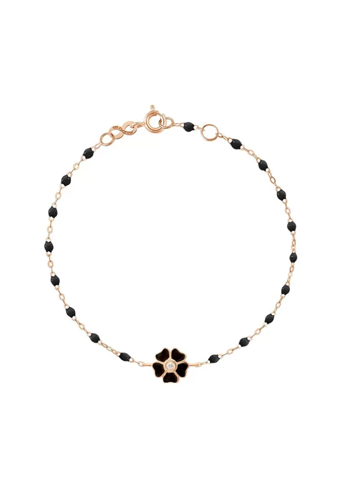Gigi Clozeau Bracelet Fleur Or Rose Diamant Et Résines Noir 17cm Cheap