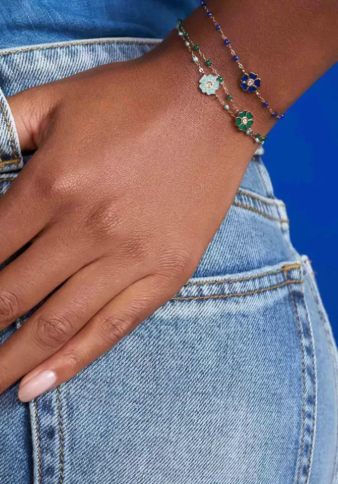 Gigi Clozeau Bracelet Fleur Or Rose Diamant Et Résines Prusse 17cm Discount