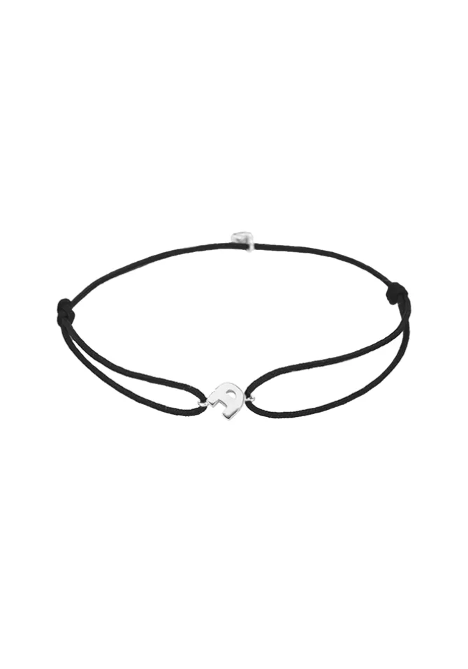 Kismet By Milka Bracelet Initiale Or Blanc Sur Cordon Noir New