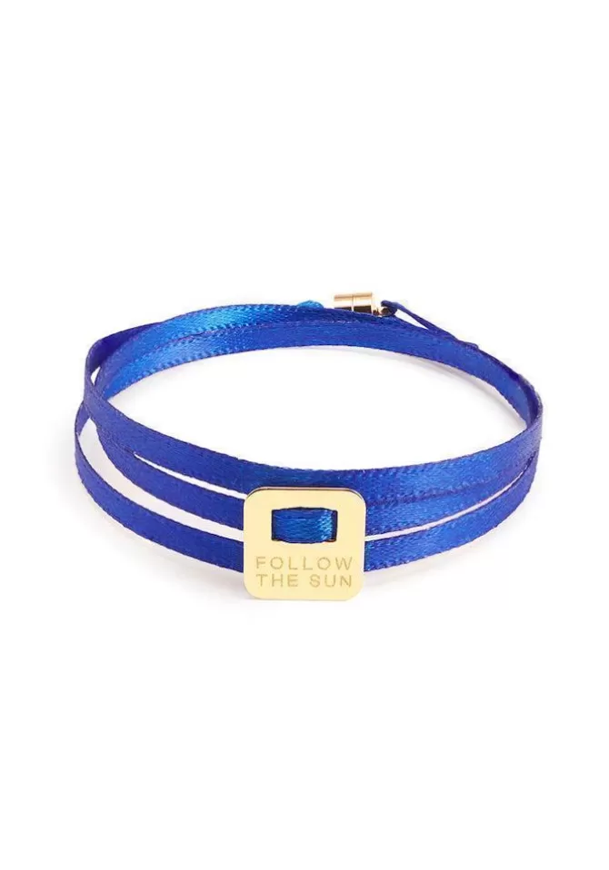 La Môme Bijou Bracelet Instagrigri Plaqué Or Ou Argent Ruban Fluo Follow The Sun Vert/Doré Best Sale