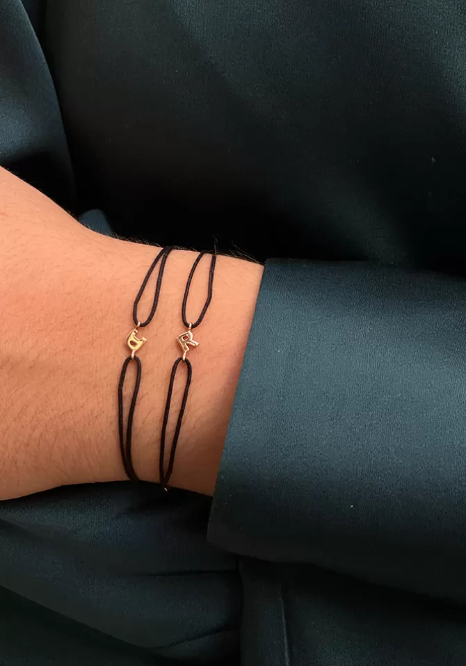 Kismet By Milka Bracelet Letters Or Rose Sur Cordon Noir Online