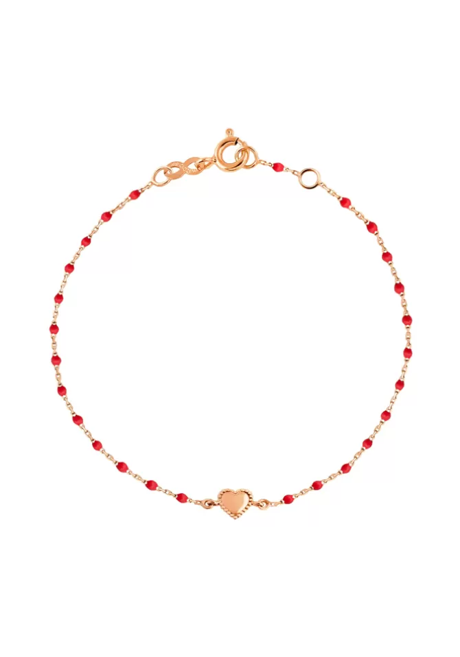 Gigi Clozeau Bracelet Lucky Coeur Or Rose Et Résines Coquelicot 17cm Hot