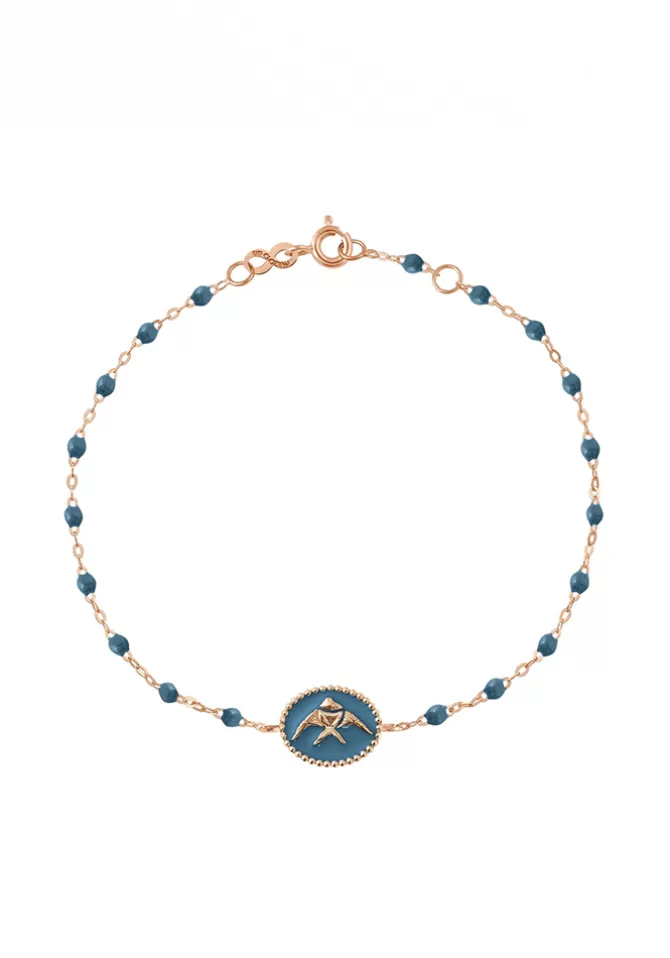 Gigi Clozeau Bracelet Poisson Ange Or Rose Et Résines Bleu Céleste 17 cm Flash Sale