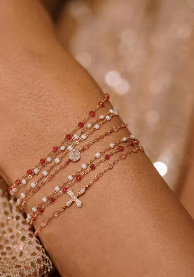 Gigi Clozeau Bracelet Puce Diamants Or Rose Et Résine Rosée 17cm Cheap