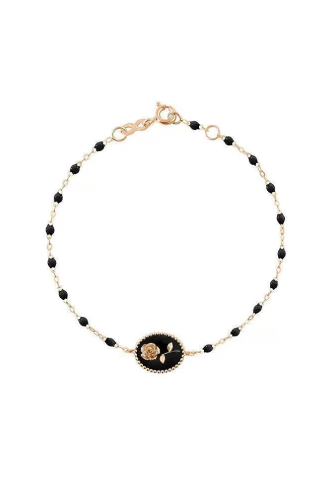 Gigi Clozeau Bracelet Rose En Or Rose Et Résines Noir 17cm Online