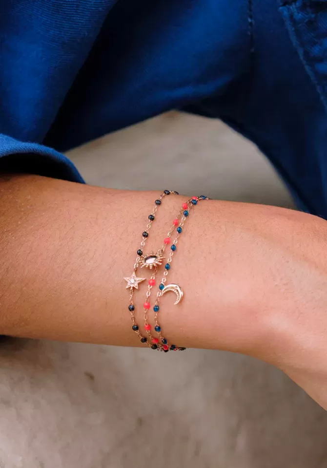 Gigi Clozeau Bracelet Soleil Or Rose Et Résines Corail 17cm New