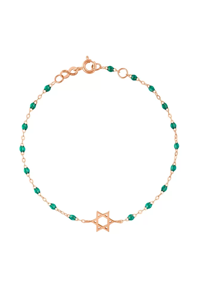 Gigi Clozeau Bracelet Étoile De David Or Rose Et Résines Émeraude 17cm Flash Sale