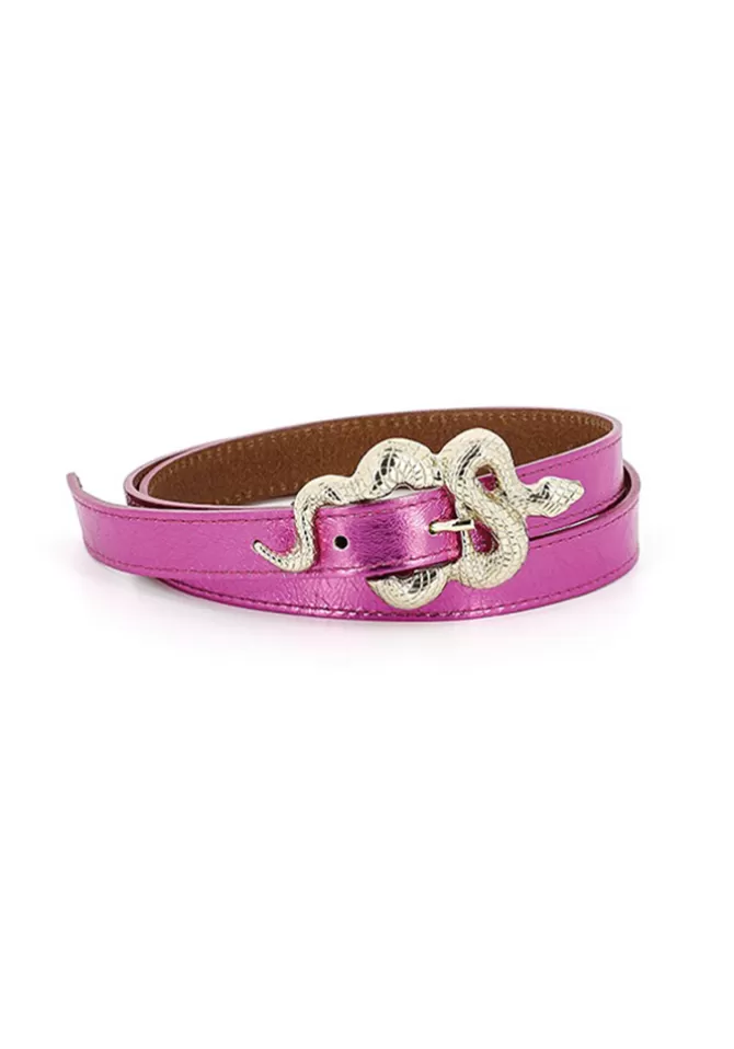 Herbert Frère Soeur Ceinture La Barbier Laminato Métallisée Rose Cheap