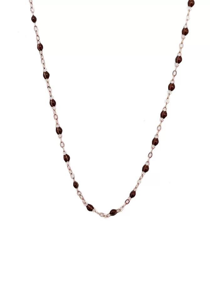 Gigi Clozeau Collier Classique Gigi Or Blanc Et Résines Chocolat 42 cm Flash Sale