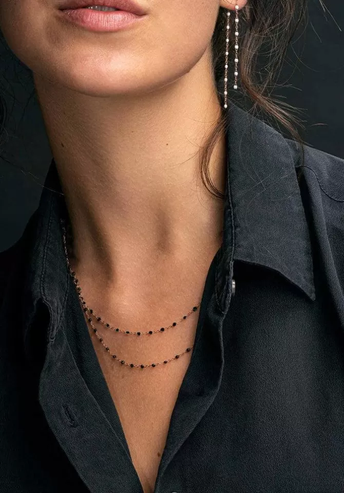 Gigi Clozeau Collier Classique Gigi Or Blanc Et Résines Noir 42 cm Best