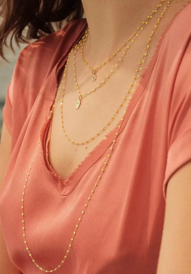 Gigi Clozeau Collier Classique Gigi Or Jaune Et Résines Citron 42cm Store