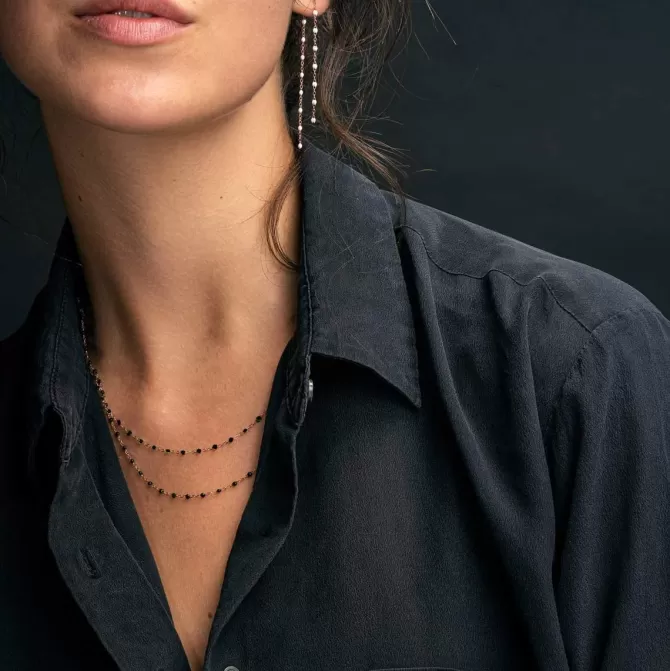 Gigi Clozeau Collier Classique Gigi Or Jaune Et Résines Noir 42cm Clearance