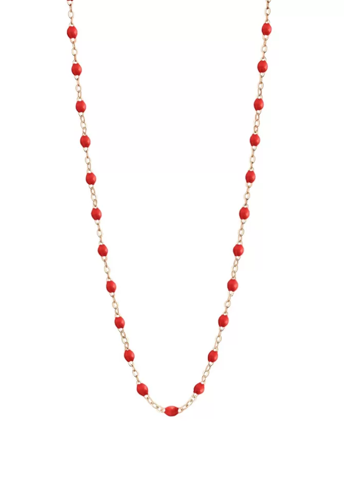 Gigi Clozeau Collier Classique Gigi Or Rose Et Résines Rouge Coquelicot 50 cm Fashion