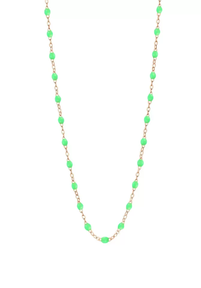 Gigi Clozeau Collier Classique Gigi Or Rose Et Résine Vert Fluo 50cm Store