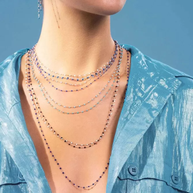 Gigi Clozeau Collier Classique Gigi Or Rose Et Résines Céleste 42cm Best Sale