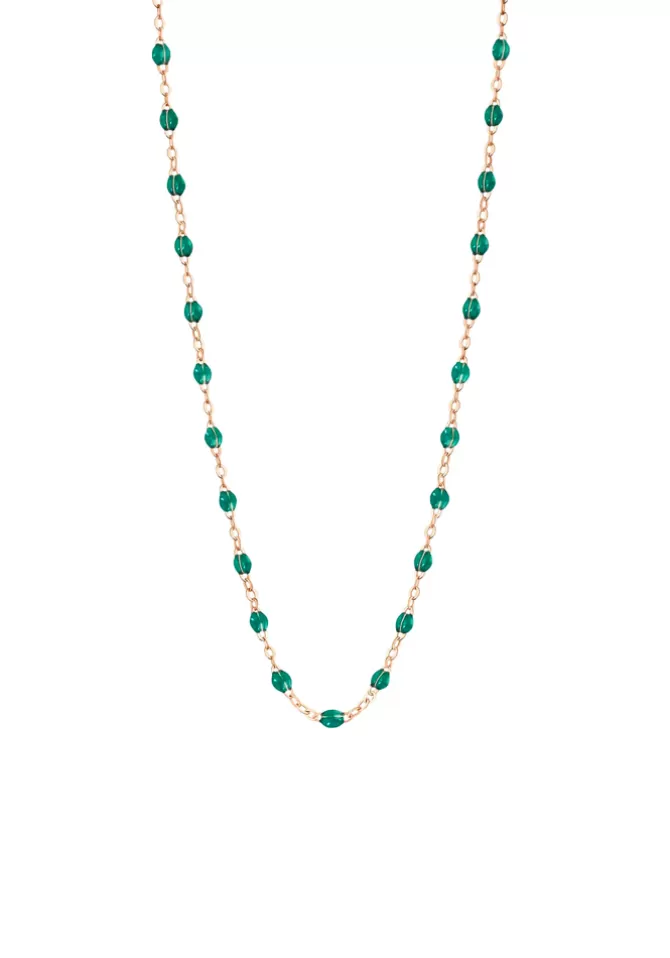 Gigi Clozeau Collier Classique Gigi Or Rose Et Résines Emeraude 45cm Sale