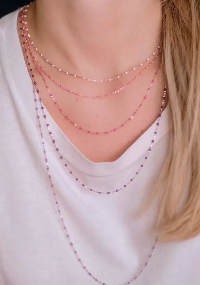 Gigi Clozeau Collier Classique Gigi Or Rose Et Résines Fuchsia 42cm Outlet