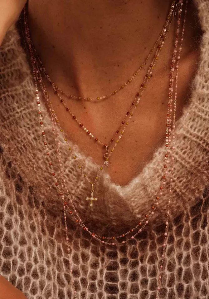 Gigi Clozeau Collier Classique Gigi Or Rose Et Résines Gold 42cm Store