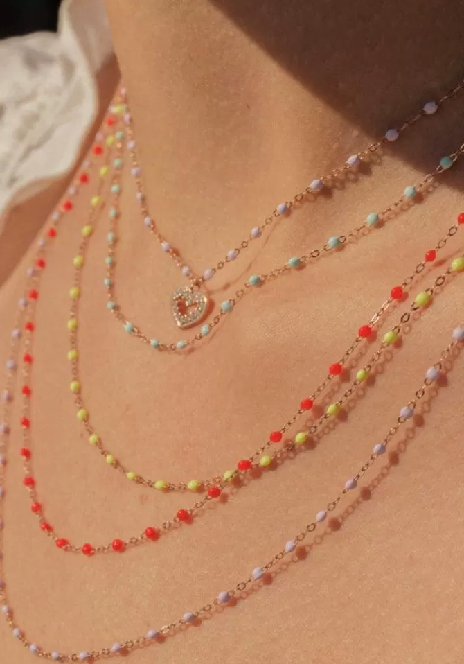 Gigi Clozeau Collier Classique Gigi Or Rose Et Résines Jade 42cm Fashion