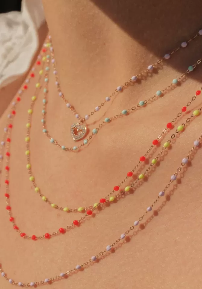 Gigi Clozeau Collier Classique Gigi Or Rose Et Résines Jaune Fluo 42cm Best Sale