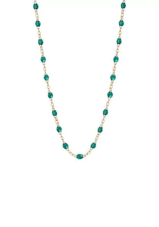 Gigi Clozeau Collier Classique Gigi Or Rose Et Résines Émeraude 42cm Flash Sale