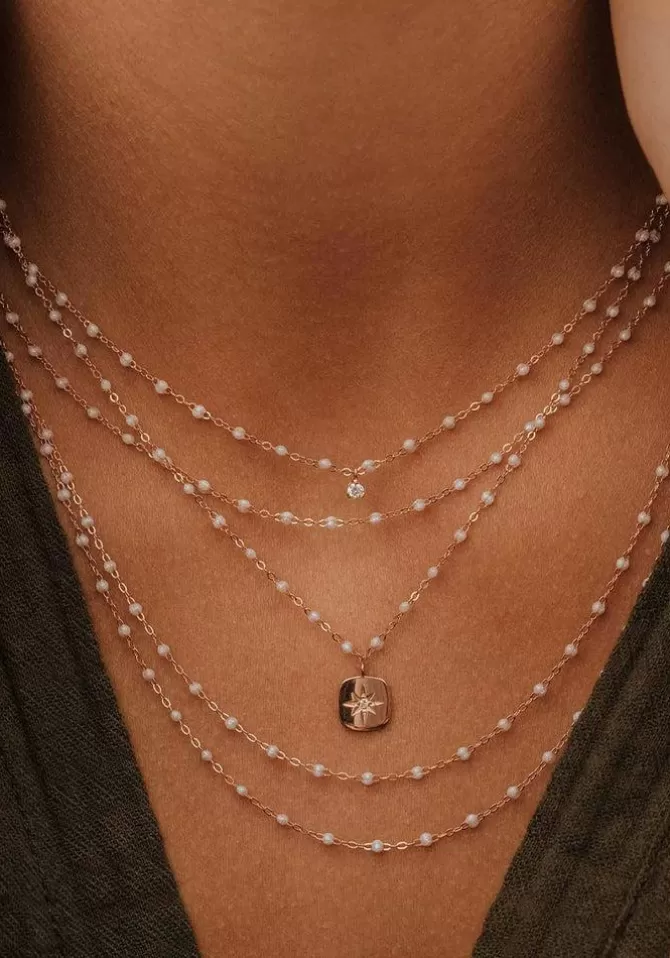 Gigi Clozeau Collier Classique Gigi Or Rose Et Résines Opale 42cm Flash Sale