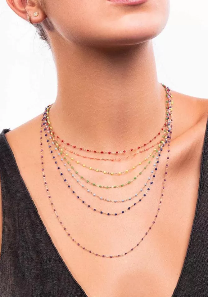 Gigi Clozeau Collier Classique Gigi Or Rose Et Résines Orange Fluo 42cm Store