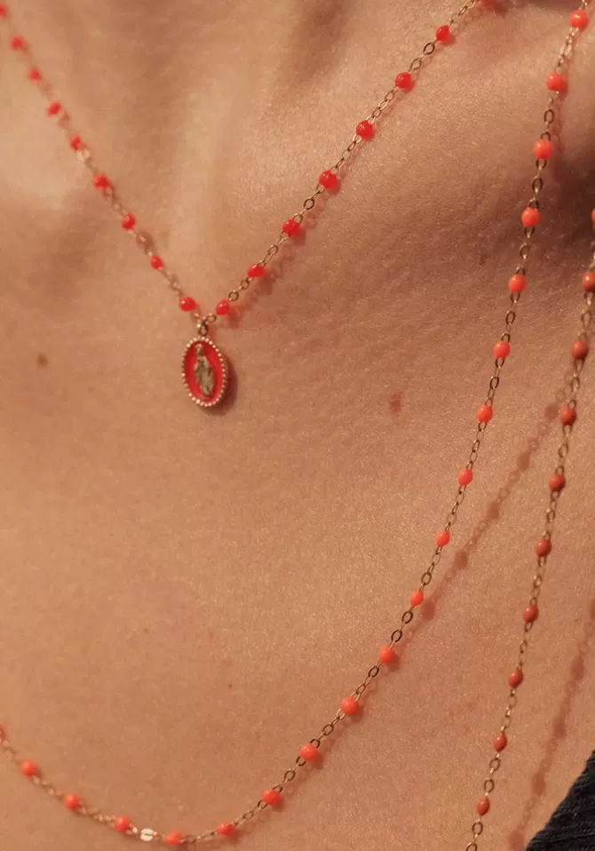 Gigi Clozeau Collier Classique Gigi Or Rose Et Résines Orange Fluo 50cm Cheap