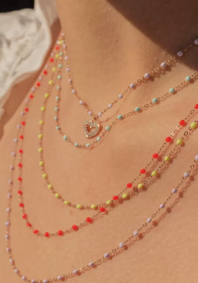 Gigi Clozeau Collier Classique Gigi Or Rose Et Résines Parme 42cm Clearance