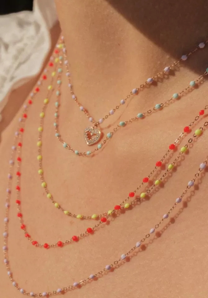 Gigi Clozeau Collier Classique Gigi Or Rose Et Résines Parme 50cm Cheap