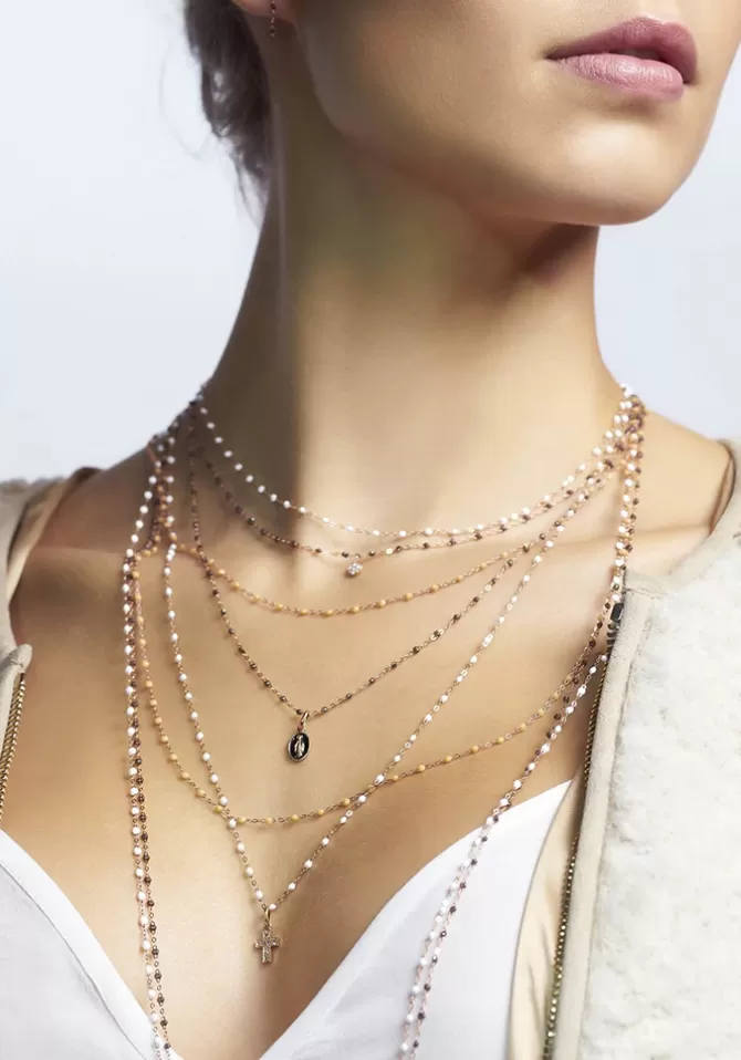 Gigi Clozeau Collier Classique Gigi Or Rose Et Résines Quartz 45cm Store