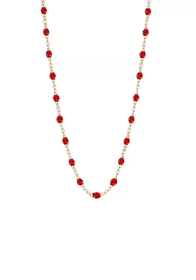 Gigi Clozeau Collier Classique Gigi Or Rose Et Résines Rouge Rubis 42cm Outlet