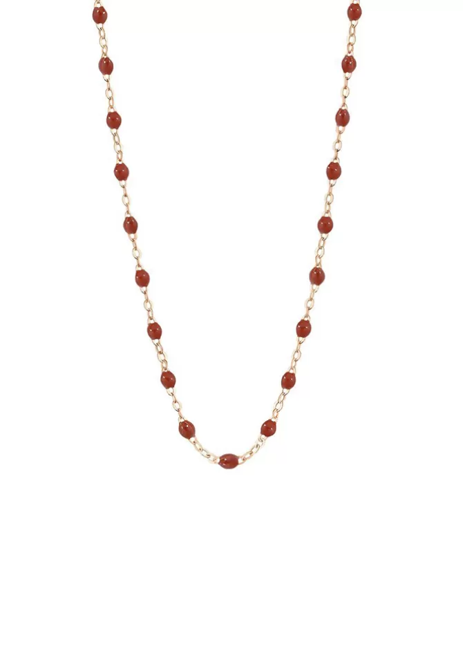 Gigi Clozeau Collier Classique Gigi Or Rose Et Résines Rouille 42cm New