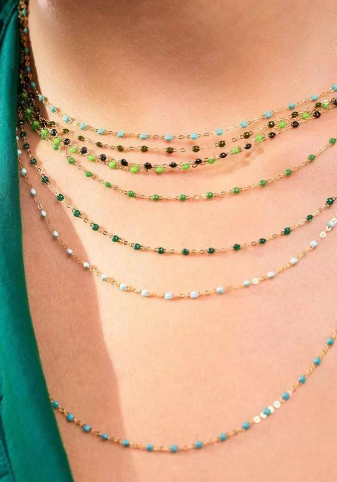 Gigi Clozeau Collier Classique Gigi Or Rose Et Résines Vert Eau 42cm Cheap