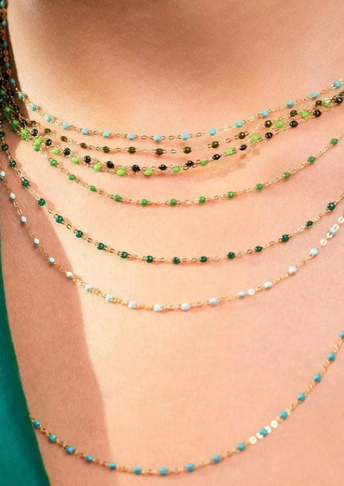 Gigi Clozeau Collier Classique Gigi Or Rose Et Résines Vert Prairie 42cm Outlet