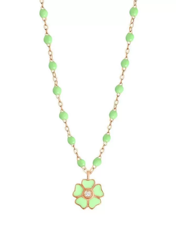 Gigi Clozeau Collier Fleur Or Rose Diamant Et Résines Anis 42cm Sale