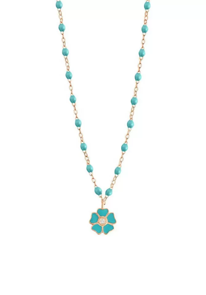 Gigi Clozeau Collier Fleur Or Rose Diamant Et Résines Jade 42cm Clearance